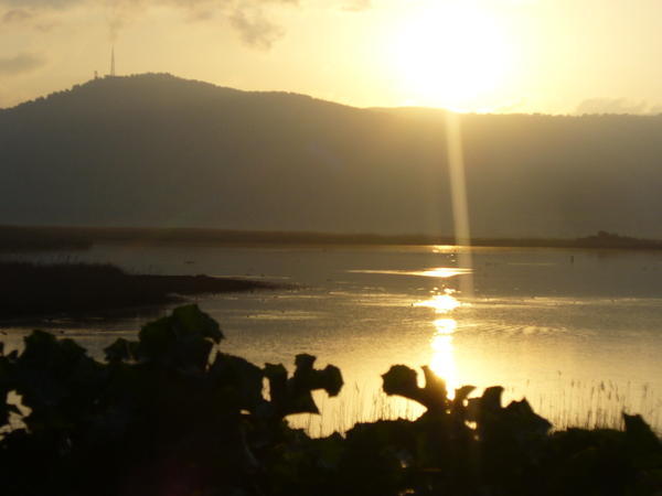 Lake Agmon at sunset