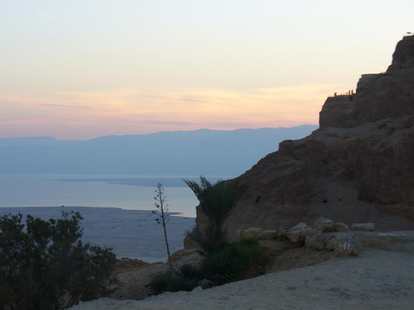 sunrise behind Masada