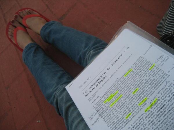 studying on the terrace