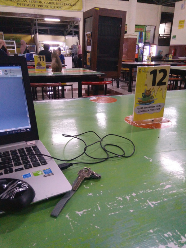 My work station in the hostel canteen