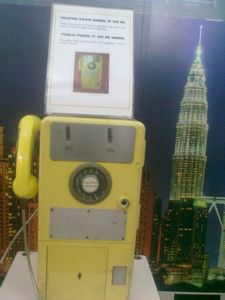 old fashioned public phone exhibited in KL TOWER