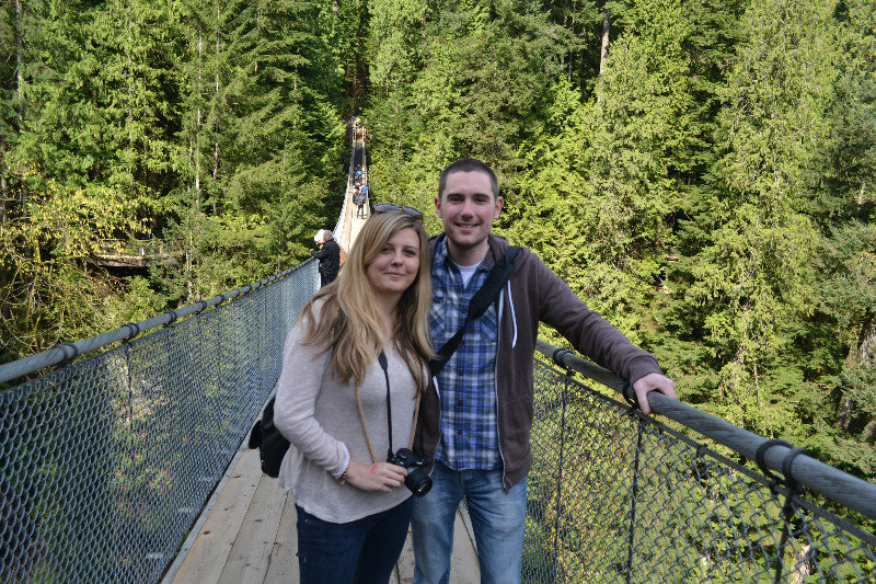 Jade and Grant on the suspension bridge