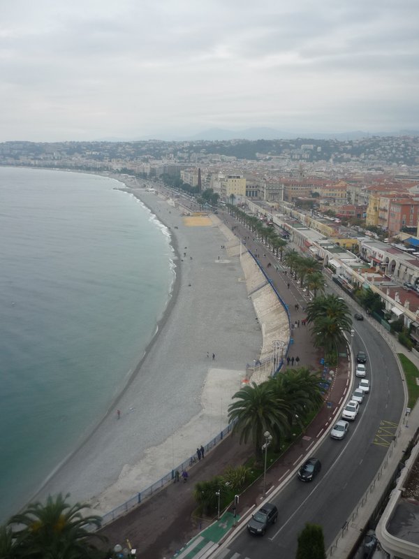 View of Nice beach from Le Chateau 