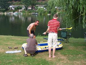 How many Tyrrell men does it take to inflate a blow up boat?