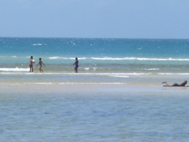 Kids Playing On A Sandbar
