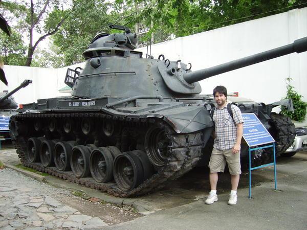 Nathan by a US tank at the War Remnants Museum