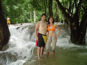 Nathan and Anne-Marie at the Tad Se waterfall
