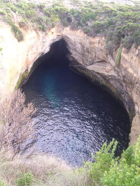 Looking down into a natural blowhole.