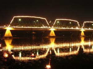 bridge in Chang Mai at night.