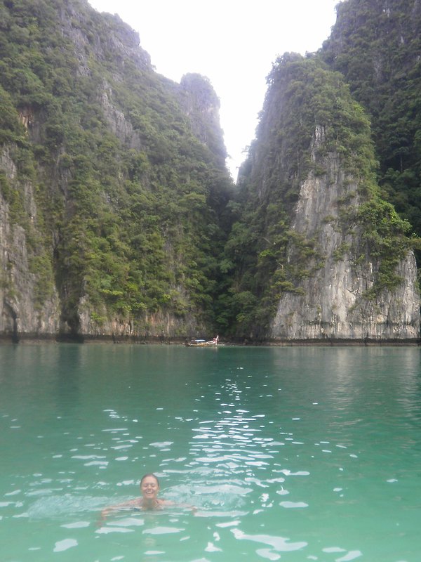 Taking a dip in a cove (Phi Phi)