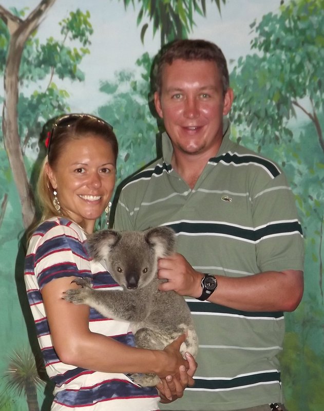 The koala is the one without the stripes.