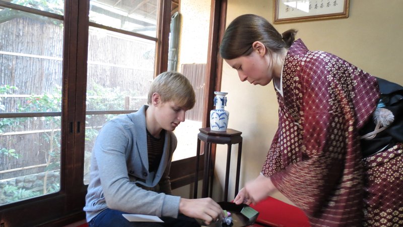 Michael getting ready for the Tea Ceremony