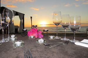 Beautiful setting of our table with sunseet