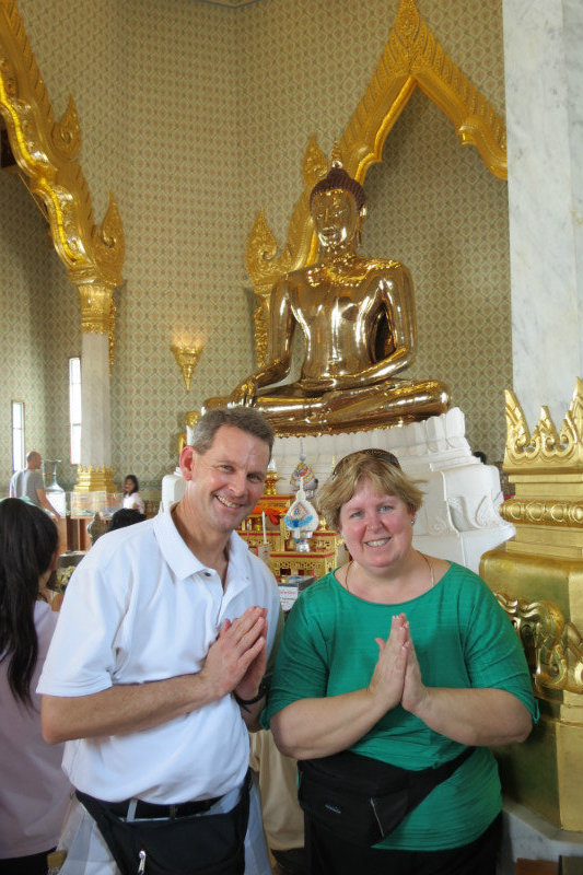 Cindy and I in front of the Golden Buddha
