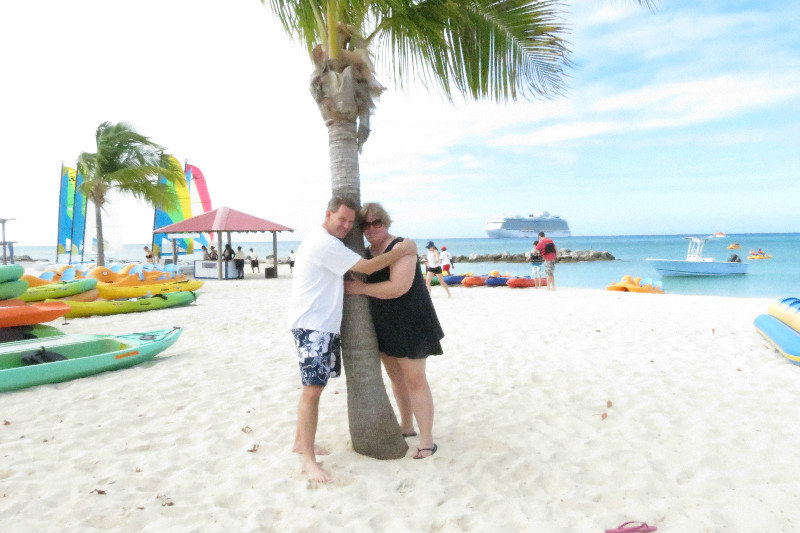 Cindy and I being goofy on the Princess Cays beach