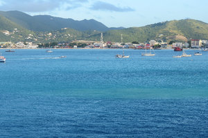 Harbor area looking into the mountains of St. Maarten