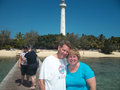 Great photo of Cindy and I with the lighthouse 