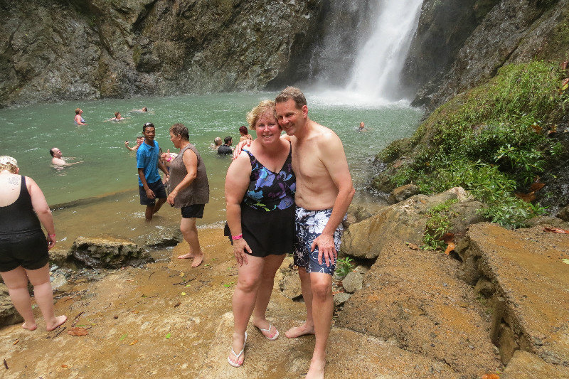 Cindy and I below swimming at the base of the waterfall