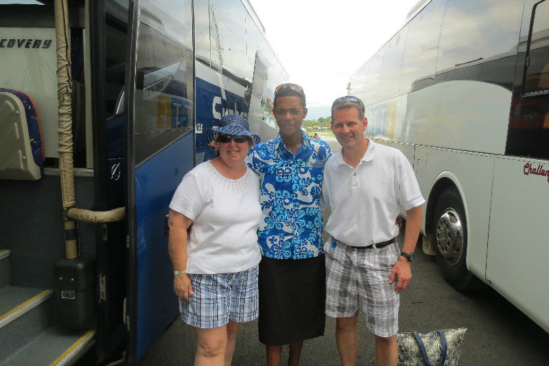 Cindy and Todd with our tour guide for Suva and Lautoka