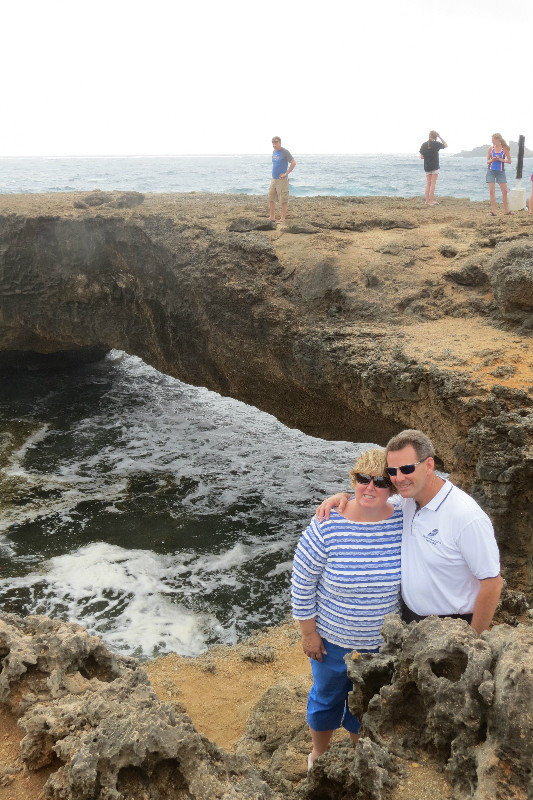 Cindy and Todd in front of the baby natural bridge