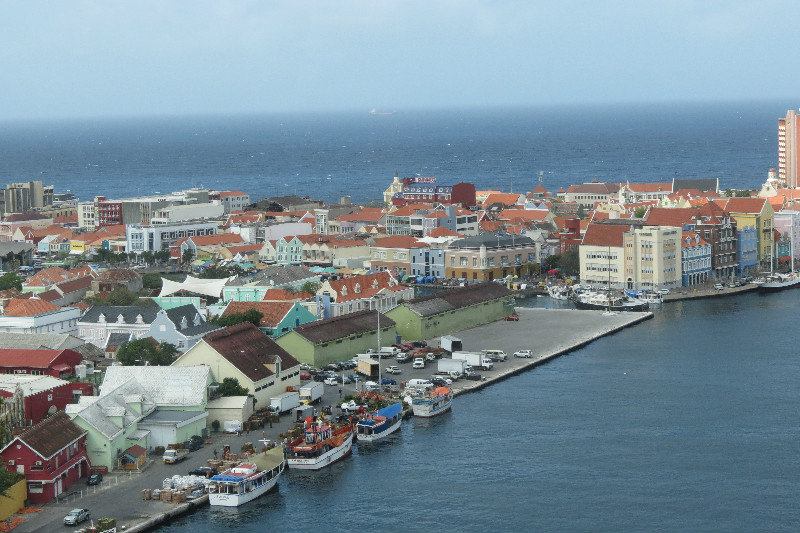 A view of Willemstad, Curacao from the Queen Juliana Bridge