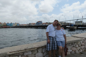 Cindy and I in front of the floating bridge (aka pontoon)
