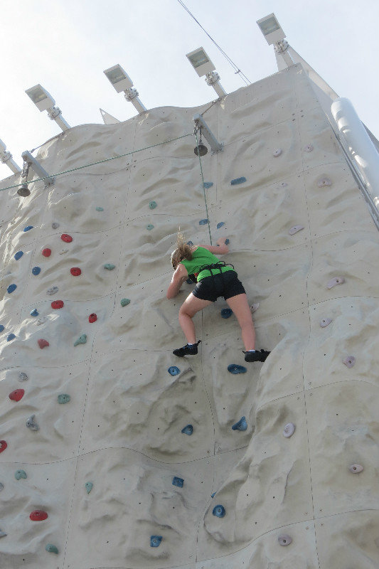 Jenny rock climbing