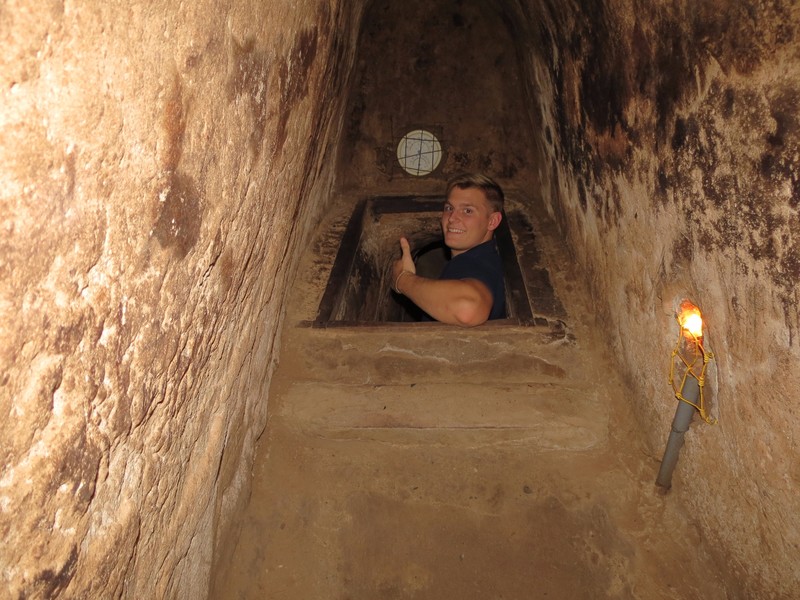 Michael in the Củ Chi tunnels
