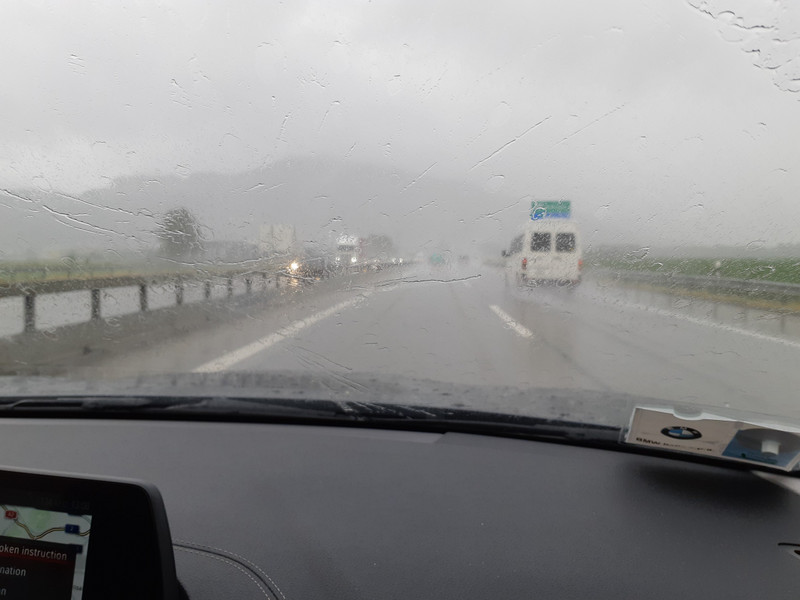 Driving rain on way to Zurich a baptism of fire for Leanne