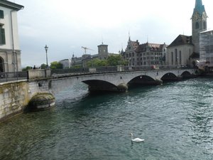 Zurich old town stone bridge