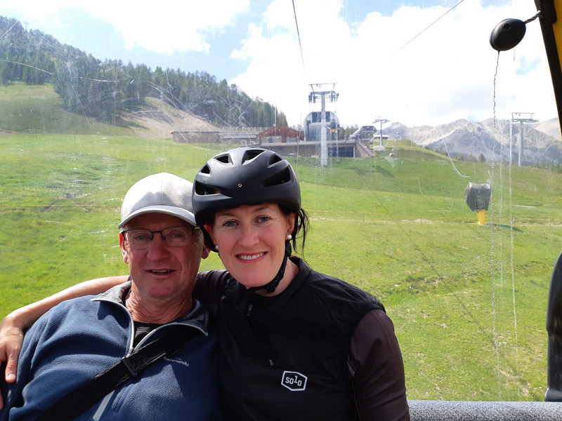 Carla and her dad on the Livignio Chairlift