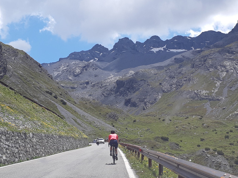 Carla on Stelvio - check out the avalanche