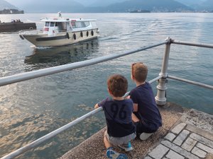 Liam and Oliver fascinated by the boats coming and going