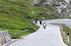 Many switchbacks followed by steep climbs on Stelvio pass
