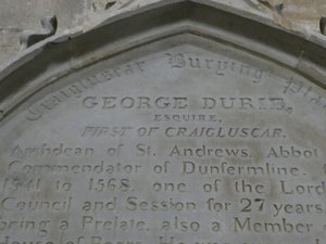 Reference to the Durie Family on Dunfermline Abbey Wall