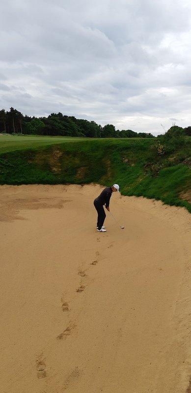 Bad move going into this massive bunker. Required a sideways second shot to get out