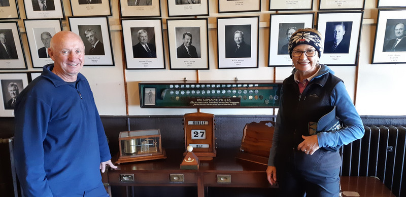 In the club room with the Captains Trophy which was a James Braid putter
