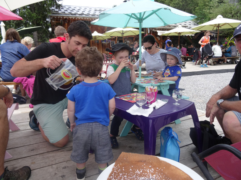 A family lunch at the top of Super Morzine