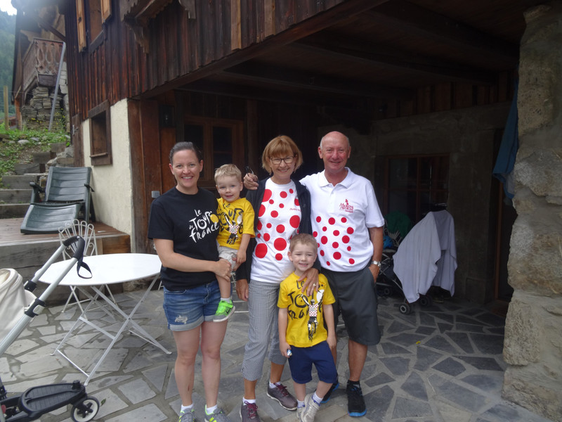 Dressed in our Tour Tshirts leaving the chalet