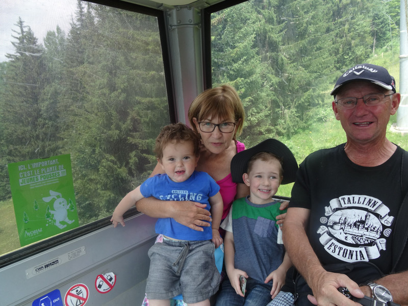 Ridng the gondola with nan and grandad