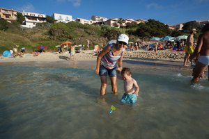 swimming with Liam at Santa Teresa Gallura