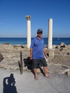 Canberra tourist at Thallos ruins Sardinia