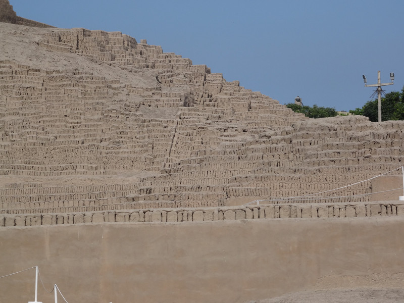 adobe clay bricks used to build the Huaca Pucllana pyramid in Lima