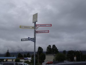 Akureyi our hotel carpark sign - Arctic Circle 97 Miles