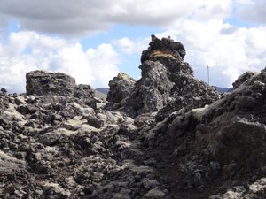 The lava formations at the top of the Elborg Crater