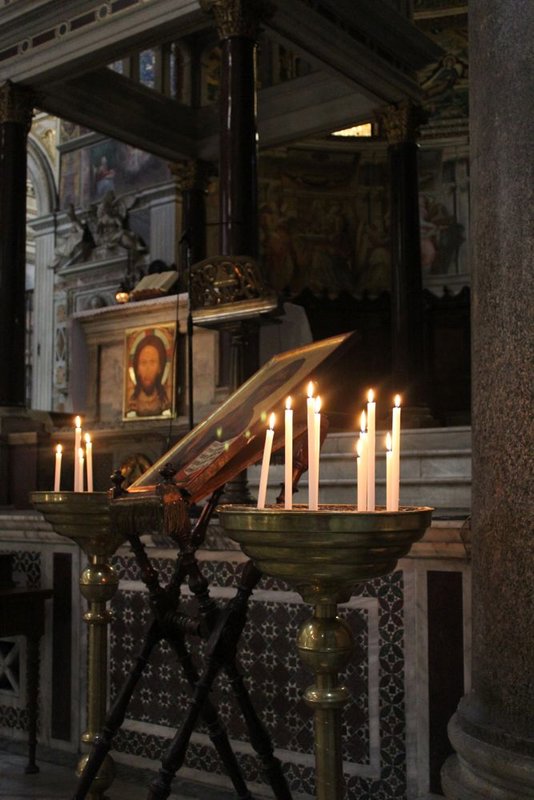 Candles at Santa Maria in Trastevere