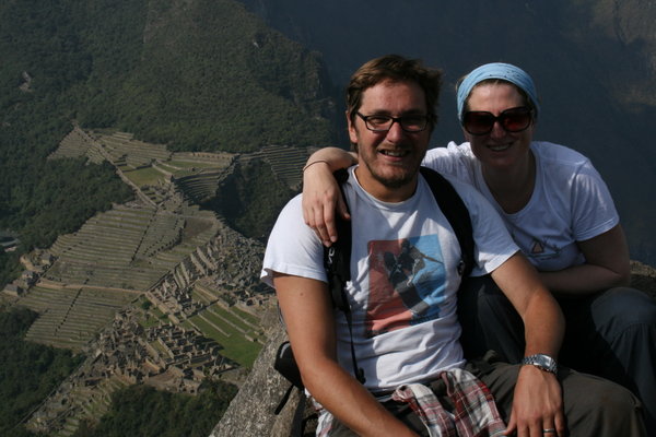 At the top of Huayna Picchu