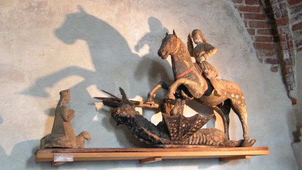 14th century carving of St george and the dragon