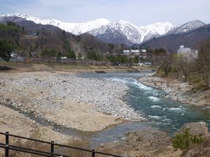 Tone River and Mt. Tanigawa in Minakami