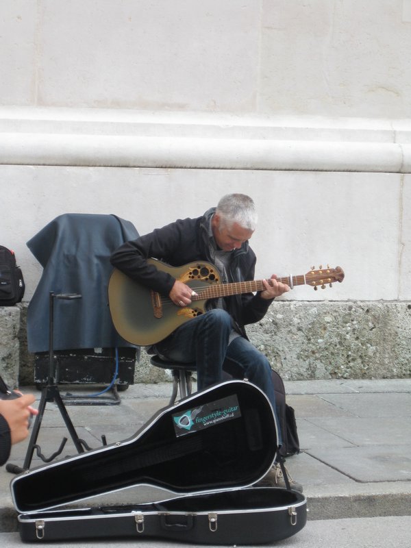 Musician playing in the square